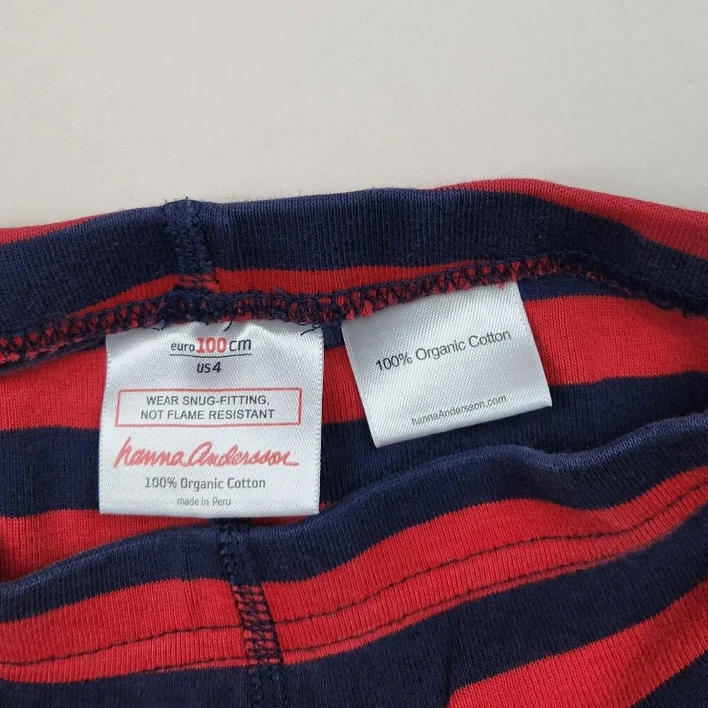 Hanna Andersson Red Blue Stripe Organic Cotton Pajama Pants sz US 4 100cm